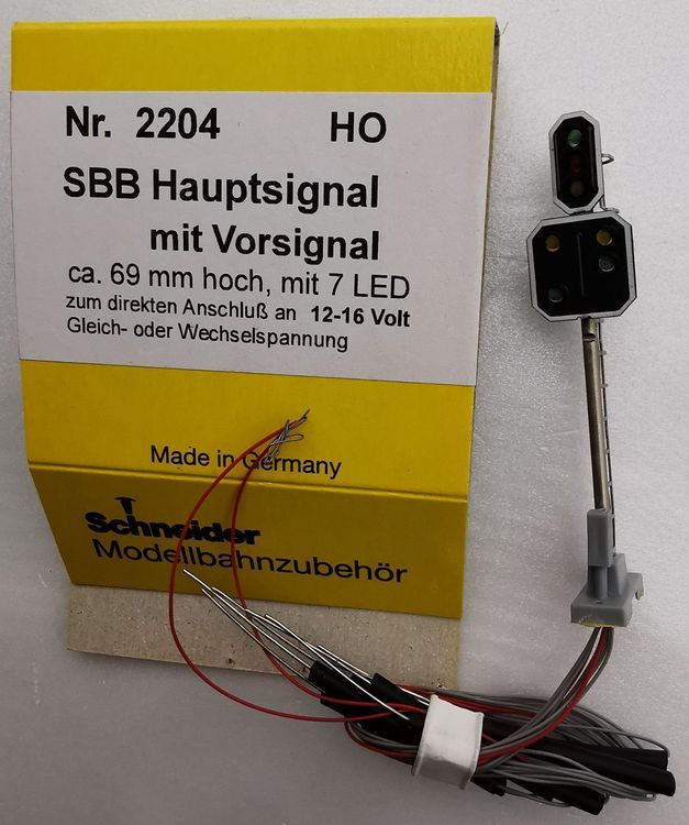 2x Schneider 02204 SBB Hauptsignal mit Vorsignal H0 Höhe 69 Kaufen