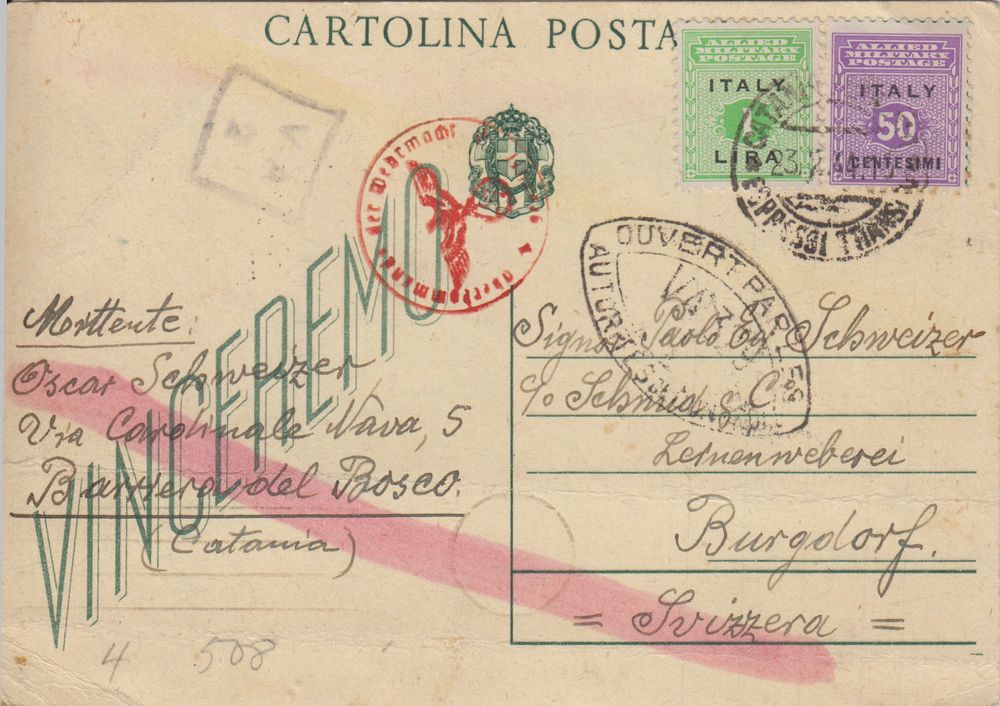 Italien 1944 Postkarte Nach Burgdorf Zensur Kaufen Auf Ricardo