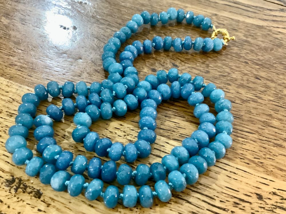 VINTAGE XL COLLIER AQUAMARIN CABOCHON NATÜRLICHE STEINE Kaufen auf