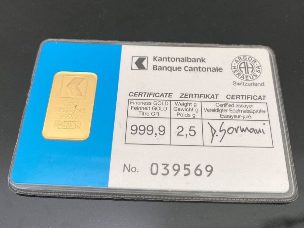 Gramm Gold Barren Kantonalbank Kaufen Auf Ricardo