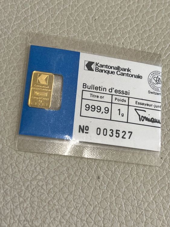 1 Gramm Goldbarren Kantonalbank Kaufen Auf Ricardo