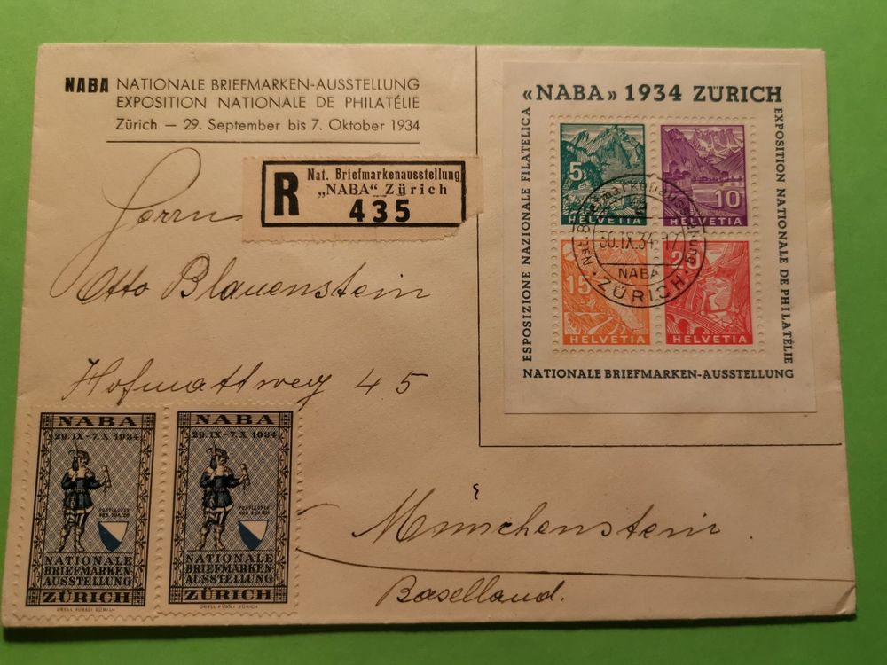 W1 NABA Block 1934 Auf Einschreiben Tadellos 3090 Kaufen Auf Ricardo