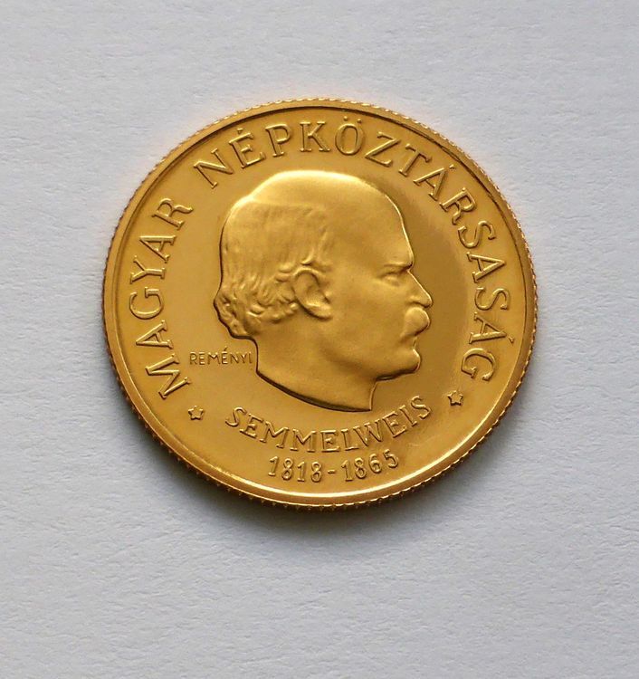 UNGARN 50 Forint 1968 Semmelweis Proof GOLD RAR Kaufen Auf