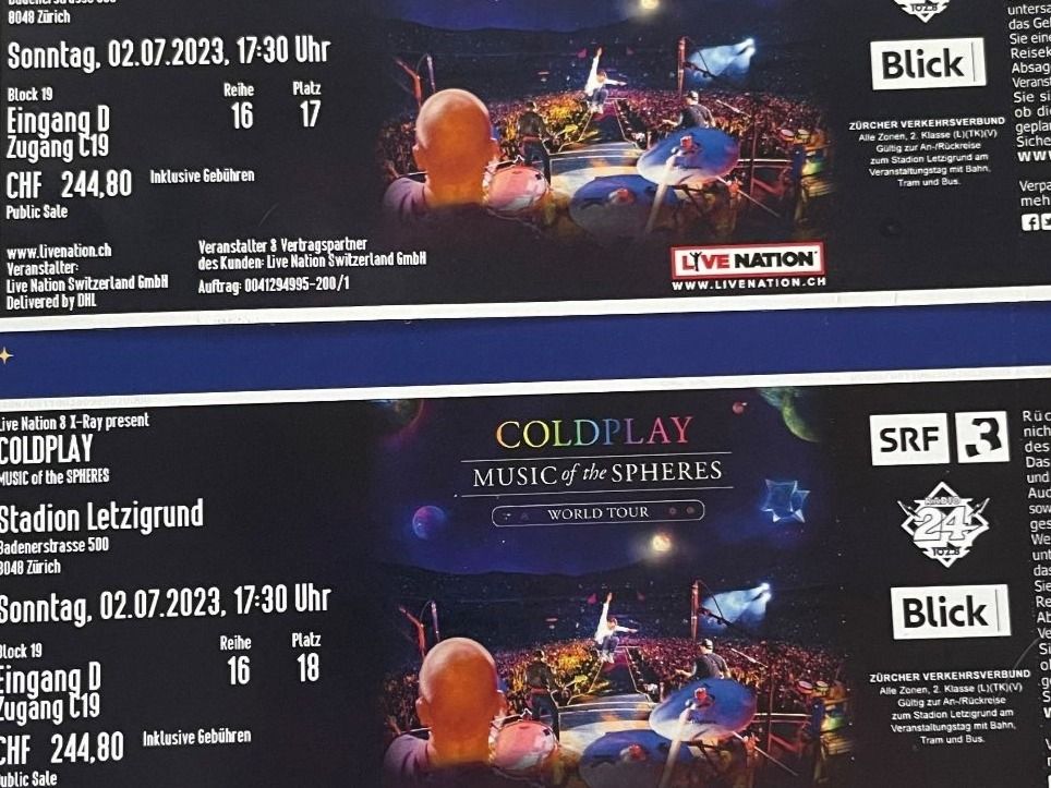 X Coldplay Sitzplatz Tickets Z Rich Block Kaufen Auf Ricardo