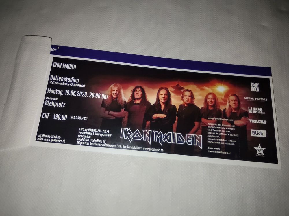 IRON MAIDEN TICKET STEHPLATZ ZÜRICH AUSVERKAUFT 19 06 23 Kaufen