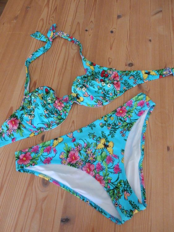 Bikini In T Rkis Mit Blumenmotiv Neu Von Si E Lei C Kaufen Auf Ricardo