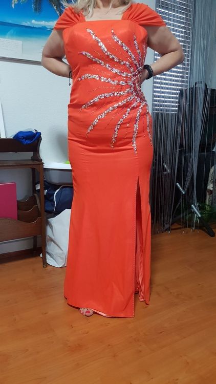 Sch Nes Abendkleid Orange Gr Sse Kaufen Auf Ricardo