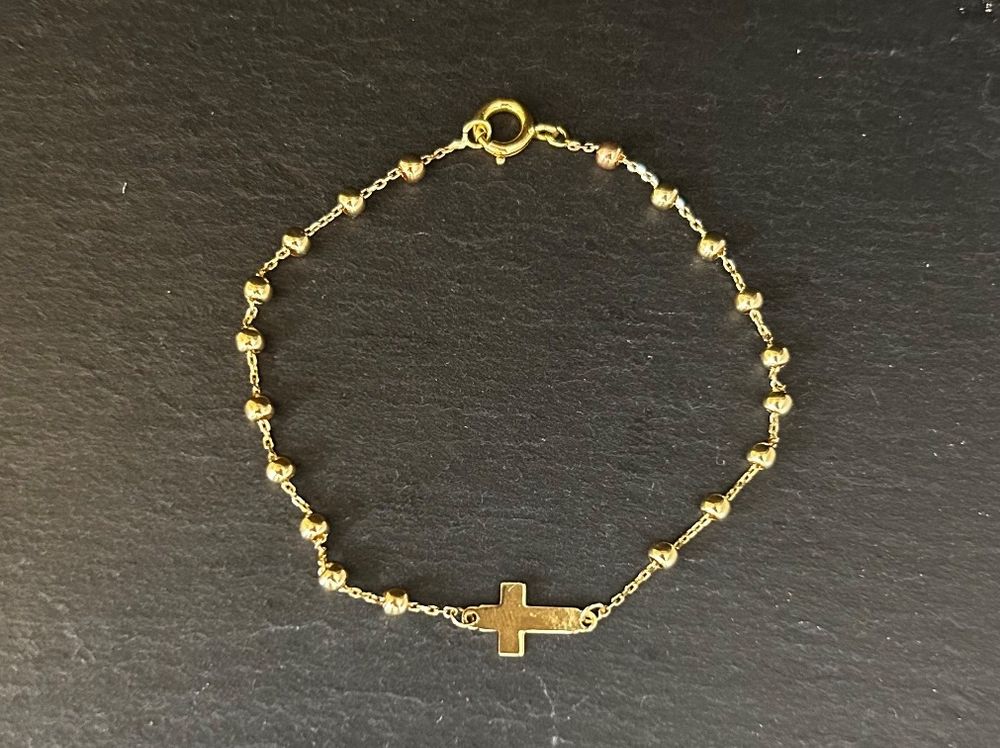 Rosenkranz Armkette Mit Kreuz In 14 Karat 585 Gold Kaufen Auf Ricardo