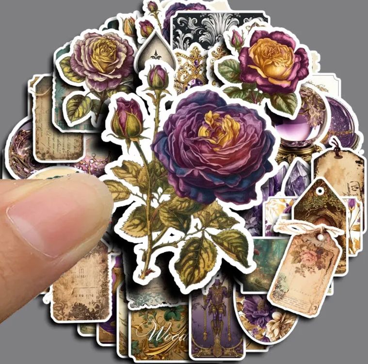 50 Stk Aufkleber Sticker Vintage Kristallkugel Blumen Kaufen Auf