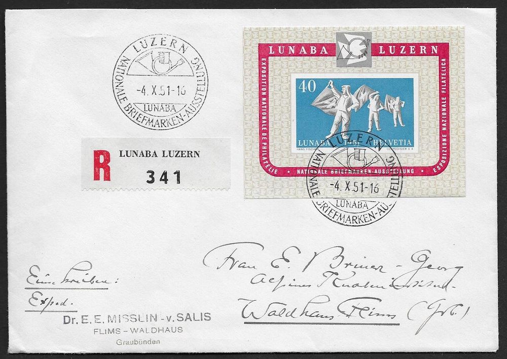 1951 R Brief LUNABA Luzern Block W32 Sonder O Selten Ab 1 Kaufen