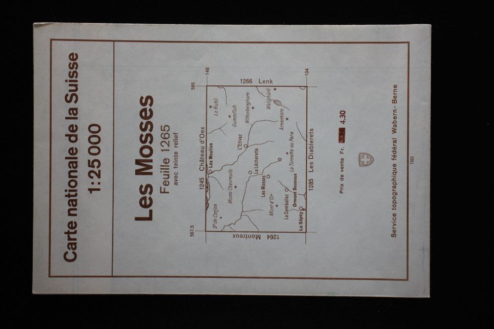 Les Mosses Carte Nationale De La Suisse 1 25 000 1963 Kaufen Auf