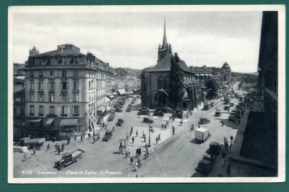 Lausanne Place et Eglise St François belebt 1951 TOP Kaufen auf