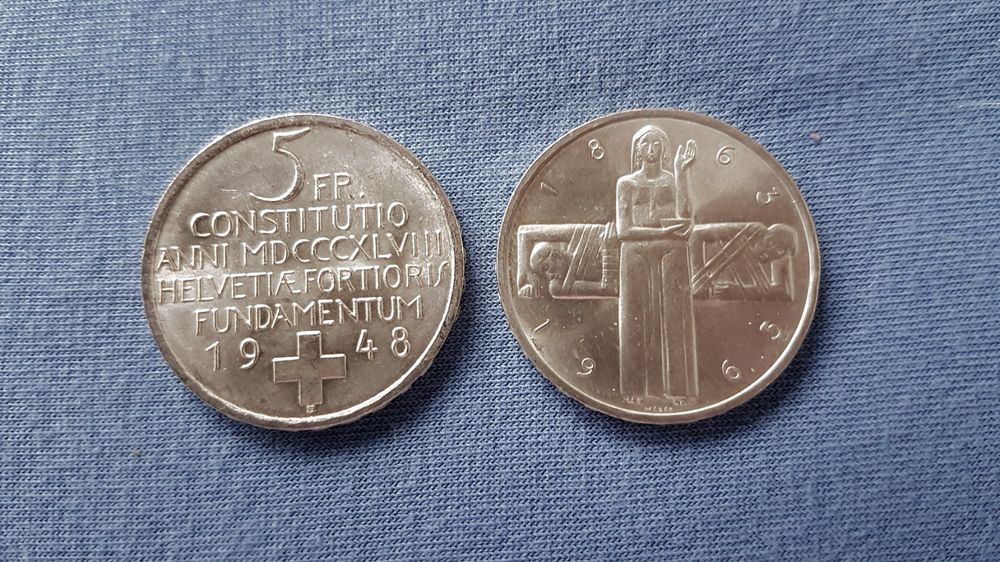 2 x 5 Franken Silber Gedenkmünzen 1948 1963 ab nur 1 Fr Kaufen