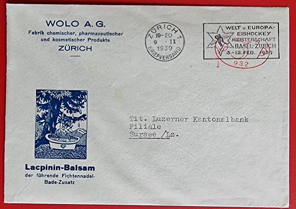 Pp Rot R Firma Wolo Z Rich Stempel Eishockey Wm Sursee Kaufen