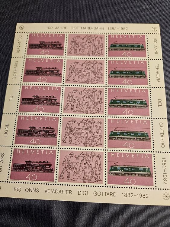 Briefmarken 100 Jahre Gotthard Bahn 1882 1982 Kaufen Auf Ricardo