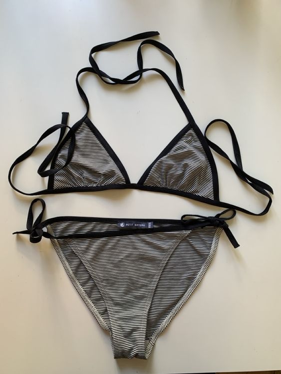 Petit Bateau Bikini schwarz weiss gestreift Grösse XXS Gebraucht in