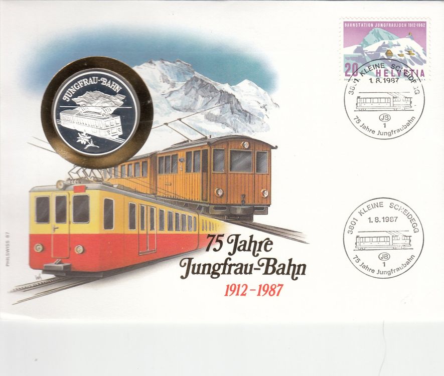 NUMISBRIEF 75 JAHRE JUNGFRAUBAHN MEDAILLE SILBER 0 999 15GR Kaufen