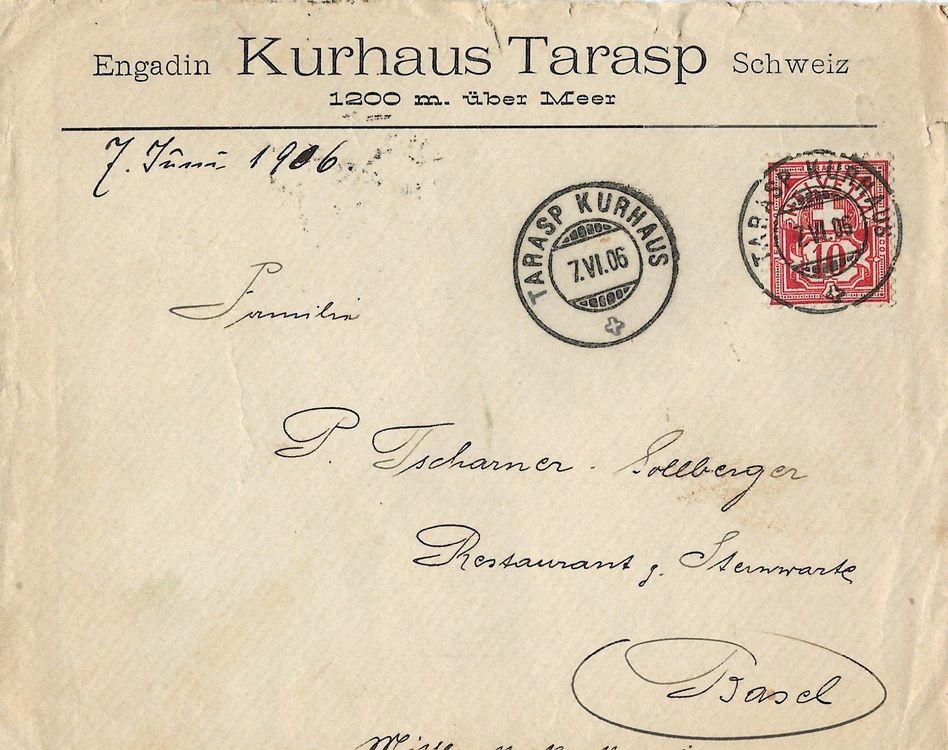 Vollstempel Zentrisch Tarasp Kurhaus GR 1906 Kaufen Auf Ricardo