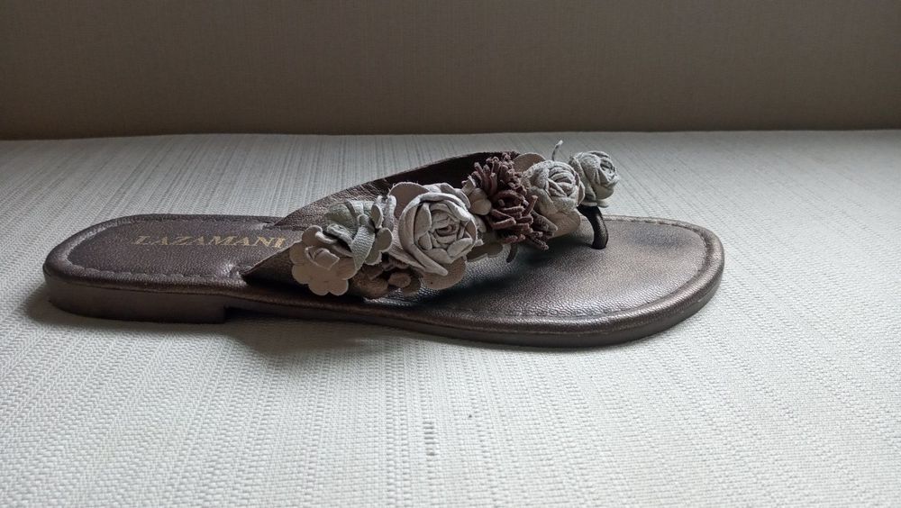 Nile Lazamani Leder Sandalen Flip Flop Mit Rosen Neu Kaufen