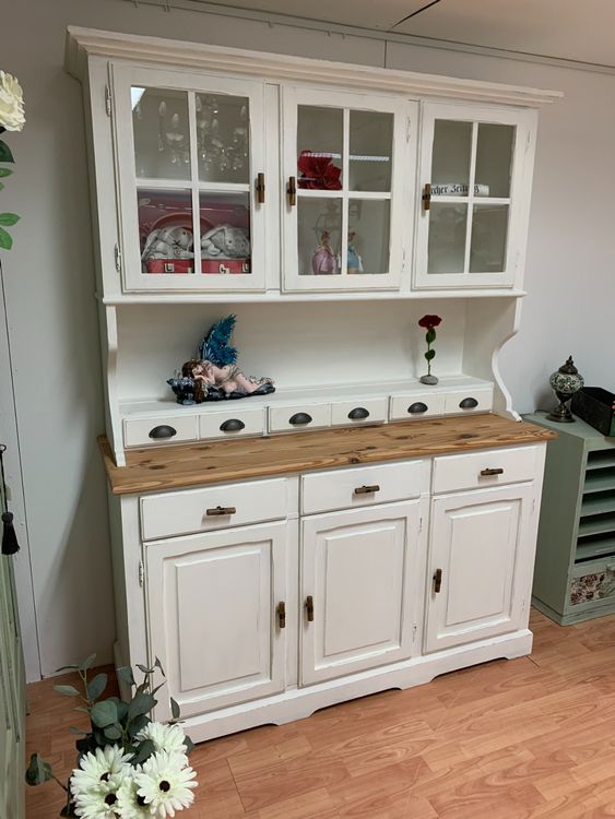 K Chenbuffet Schrank Vitrine Landhaus Tanne Shabby Weiss Kaufen Auf