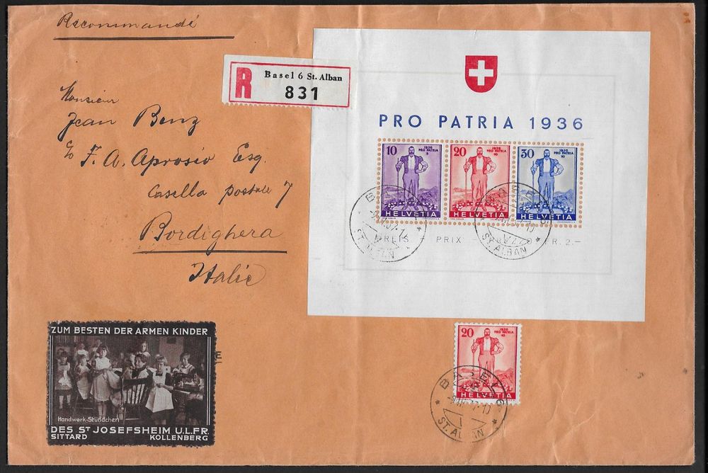 1936 Brief BASEL Wehranl PP BLOCK W8 O 1 SBK 600 Ab 1 Kaufen Auf