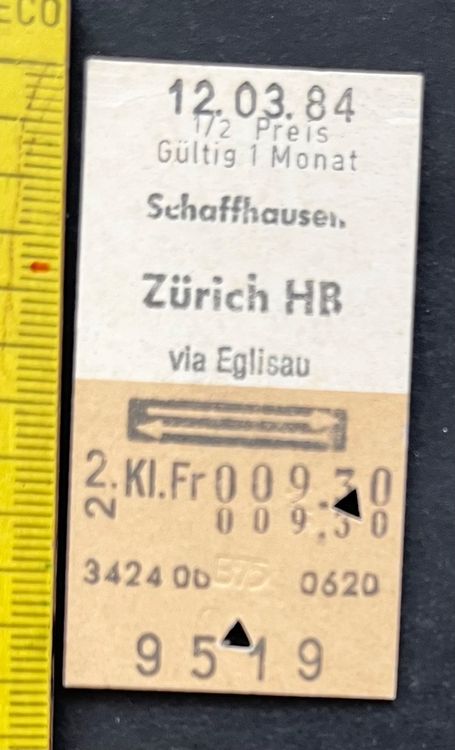 Schaffhausen Z Rich Hb Via Eglisau Billett Kaufen Auf Ricardo