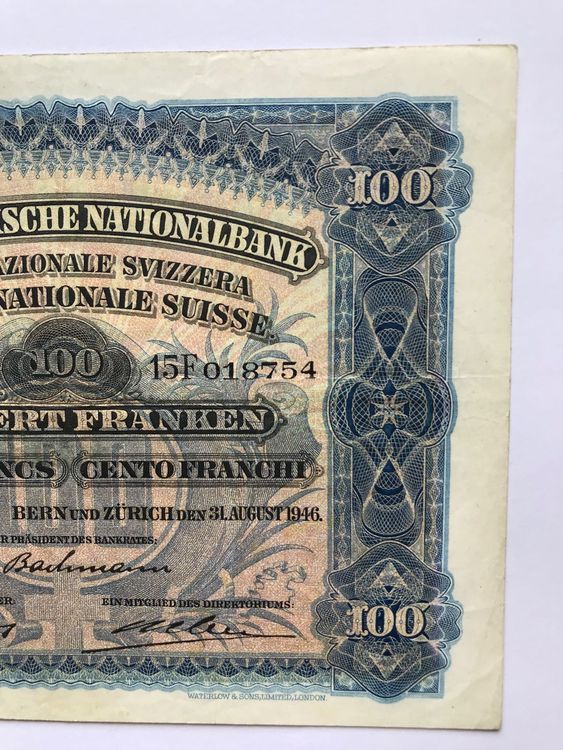 Alte Schweizer Banknote M Her Hodler Hundert Franken Kaufen Auf