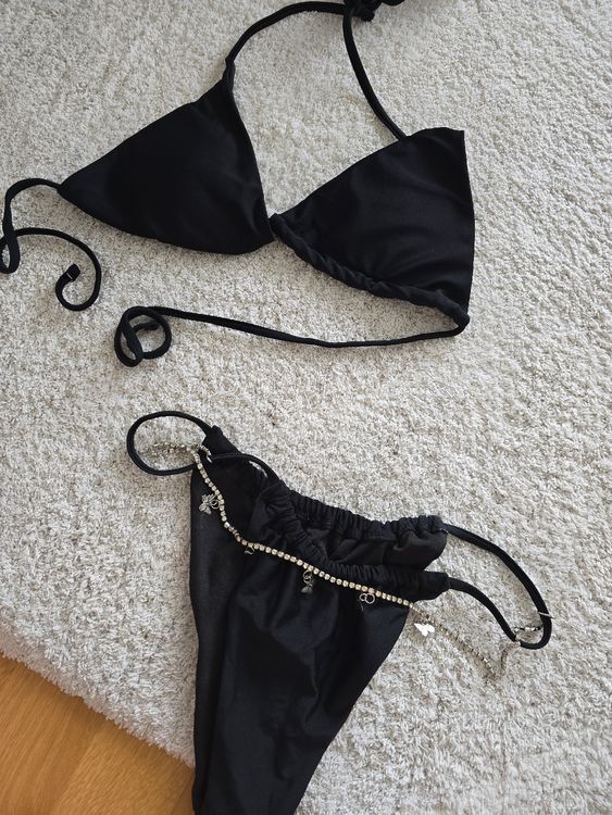 Schwarzer Bikini mit Strassdetails Gebraucht in Pratteln für CHF 1