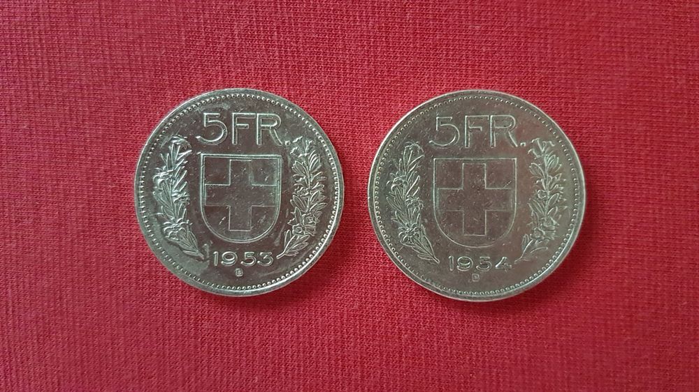 2 x 5 Franken Silbermünzen 50ger Jahre ab nur 1 Franken Kaufen