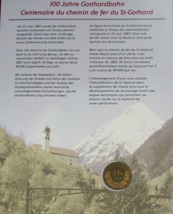 Münzbrief 5 100 Jahre Gotthard Bahn Kaufen auf Ricardo