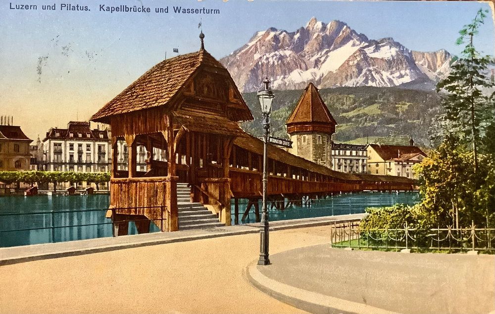 1929 Alte AK Luzern Pilatus Kapellbrücke Wasserturm Kaufen