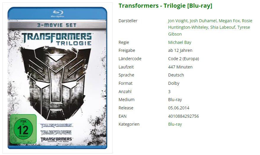 Transformers Trilogie Blu Ray Kaufen Auf Ricardo