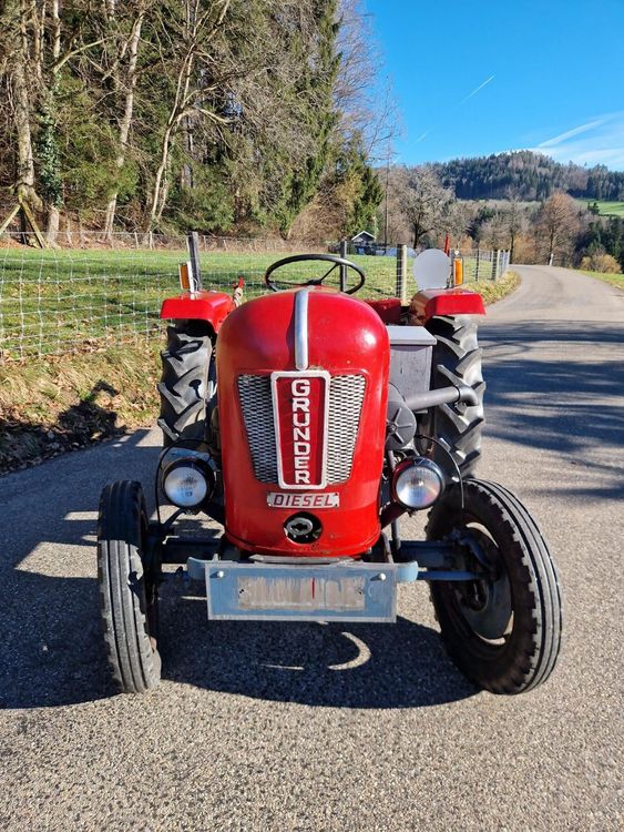 Oldtimer Traktor Grunder TK15 mit Seilwinde und Mähbalken Kaufen auf