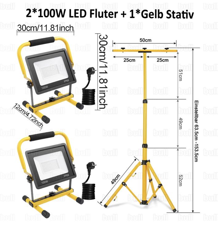 W Led Fluter Flutlicht Gelb Stativ Baustrahler Kaufen Auf Ricardo