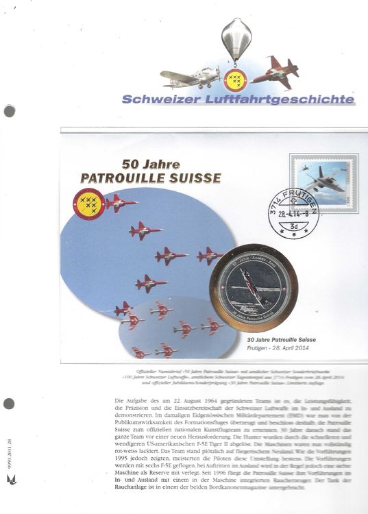 Jahre Patroulle Suisse Numisbrief M Nzbrief Kaufen Auf Ricardo