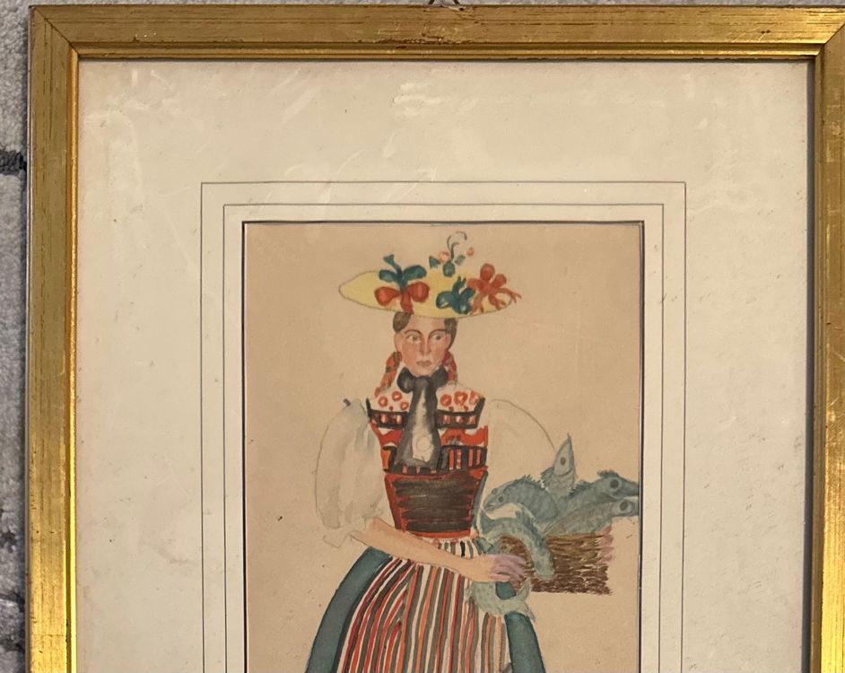 Antike Aquarell Von Eine Dame Kaufen Auf Ricardo