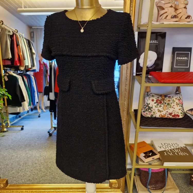 Chanel Tweed Kleid Schwarz Gr 36 Wolle Seide Wie Neu Kaufen