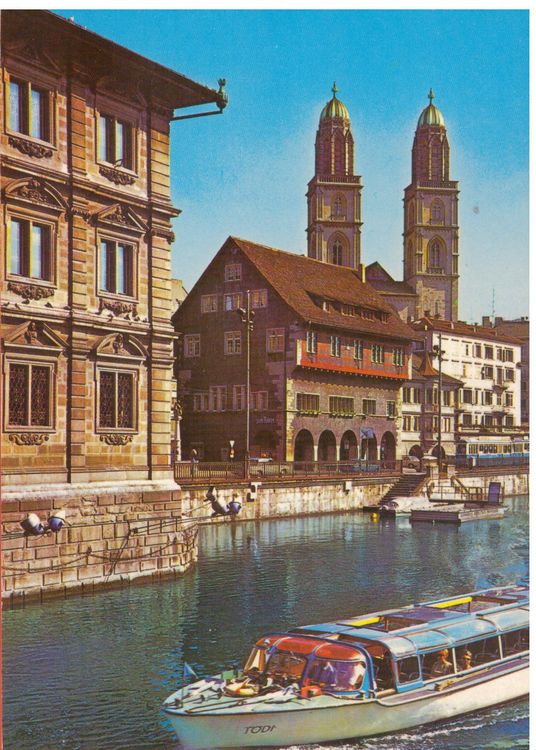 ZÜRICH LIMMAT MIT SCHIFF RATHAUS ZUNFTHÄUSER GROSSMÜNSTER Kaufen