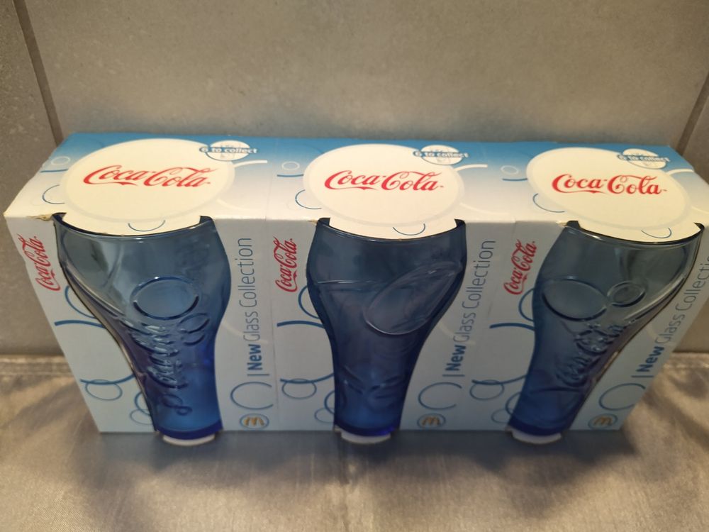 2010 McDonald s Coca Cola Glas mit Blasen 3 Gläser in Blau Kaufen auf