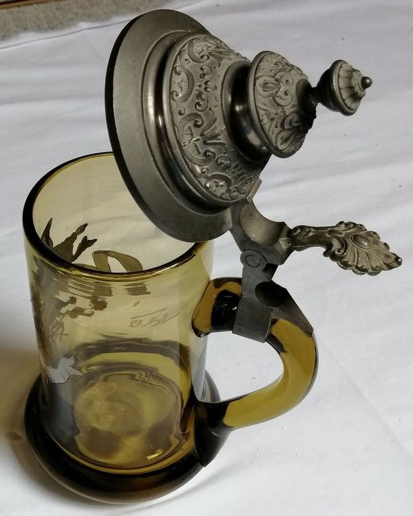 Bierkrug Um 1900 Vorderseitig Mit Emaille Farben Handbemalt Kaufen