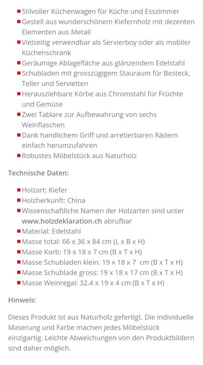 Küchenwagen Serviertisch Servierwagen Holz Chrome Kaufen auf Ricardo