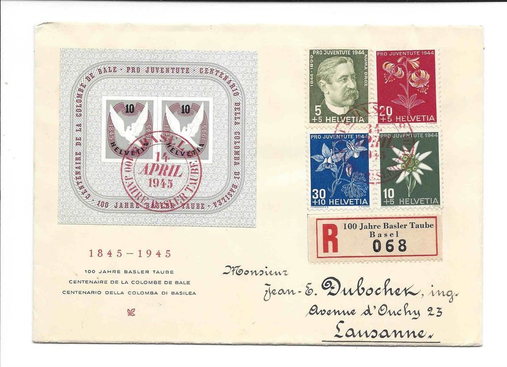 Block 1945 Basler Taube Auf Brief FDC Kaufen Auf Ricardo