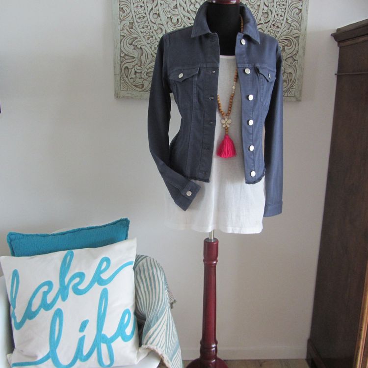 S Oliver Jeansjacke Marine Blau Fransen Used Look Kaufen Auf Ricardo