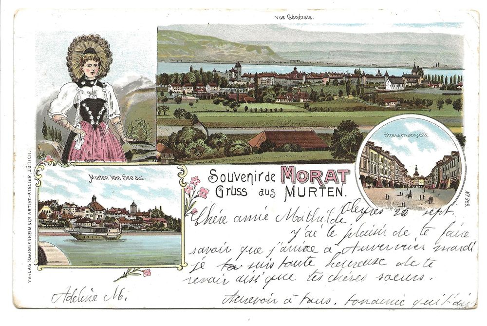 Gruss Aus Murten Souvenir De Morat FR Tracht Litho 1903 Kaufen