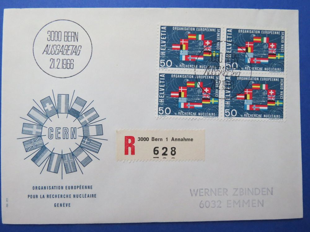 Viererblock Fdc Cern Geneve Off Et Stempel Bern Kaufen Auf