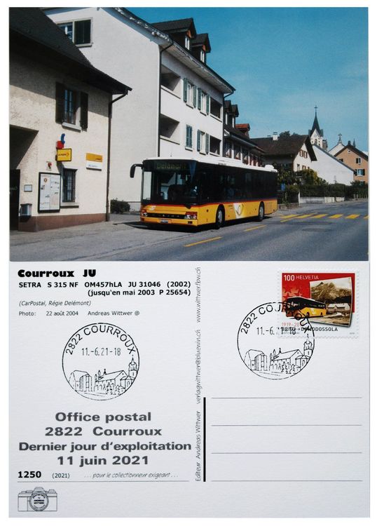 Courroux Jura Ansichtskarte Letzttag Post Mit Postauto Setra Kaufen