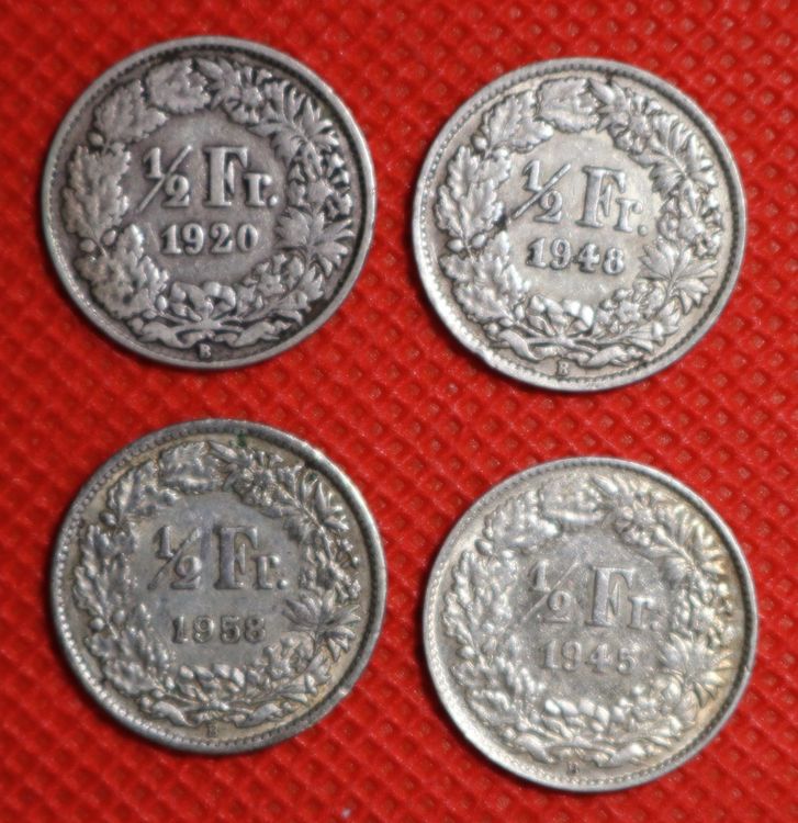 50 Rappen Lot Silbermünzen 1920 1945 1948 1958 Kaufen auf Ricardo