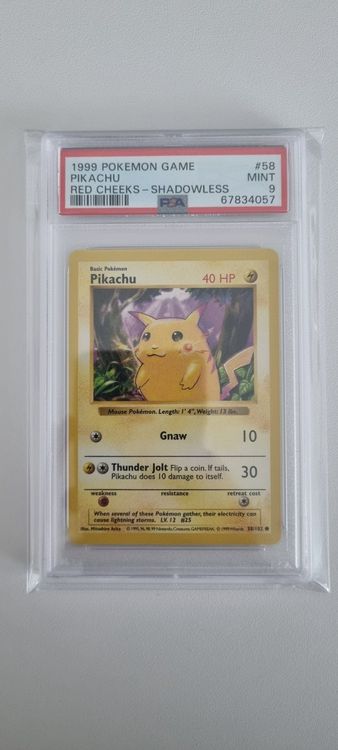 Pokemon 1999 Pikachu Base Set Red Cheeks Shadowless PSA 9 Kaufen Auf