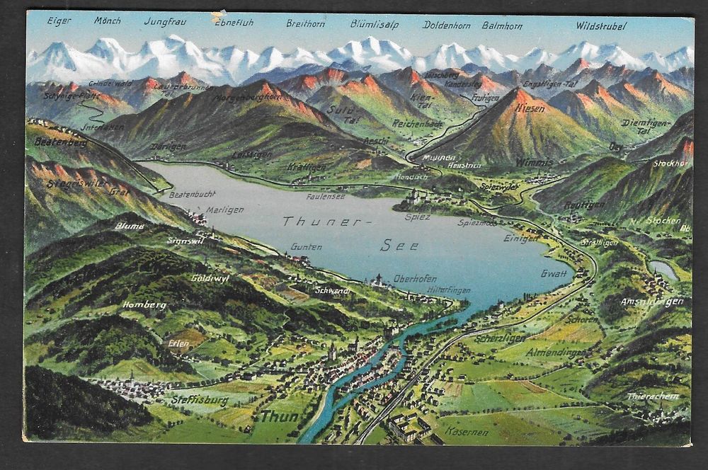 Panoramakarte Thun Thunersee Berner Oberland Kaufen Auf Ricardo