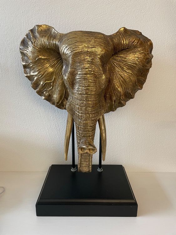 Dekorative Figur Elefant Gold Schwarz Metall Harz Kaufen Auf Ricardo